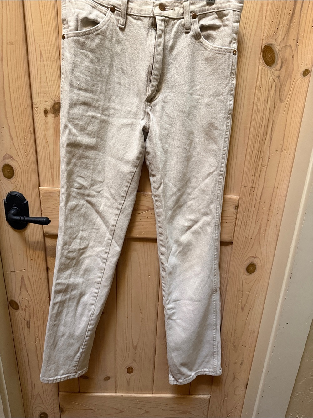Men’s  Cream/khaki High-Rise Straight Jeans slim cowboy cut 30x34